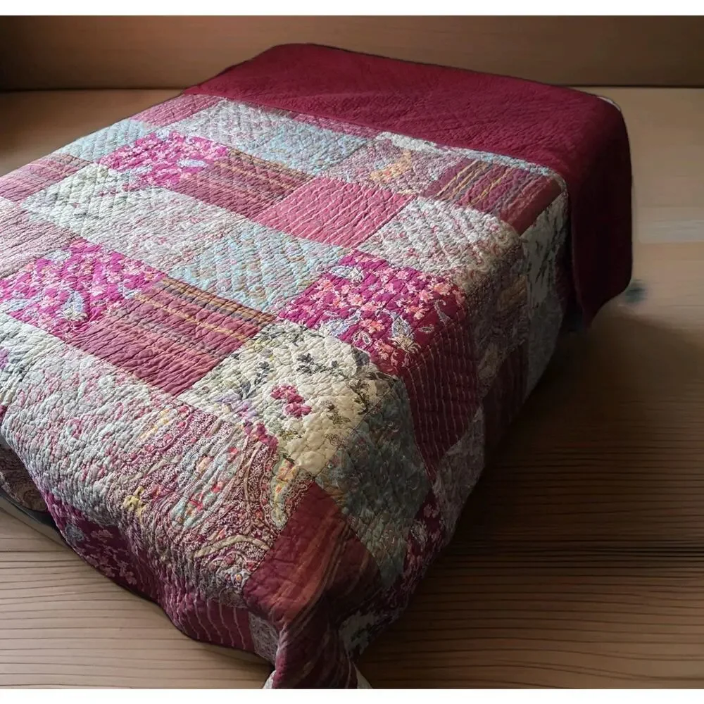Pottery Barn Georgia King Quilt 100% Cotton Patchwork Cottagecore Shabby Chic